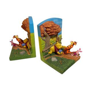 Winnie The Pooh Bookends Hallmark Tigger & Piglet 3D Ceramic Heavy Vintage